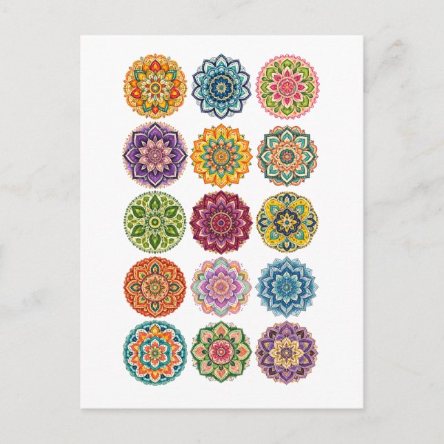 Colourful Mandala Collage Postcard (Front)