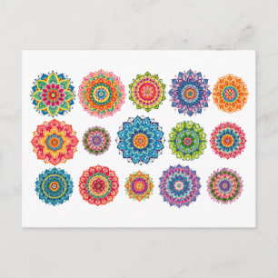 Colourful Mandala Collage Postcard