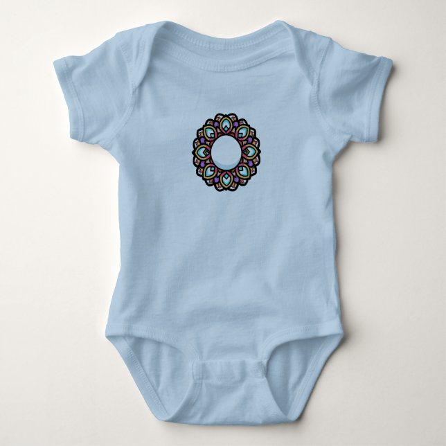 Colourful Mandala Design Baby Bodysuit (Front)