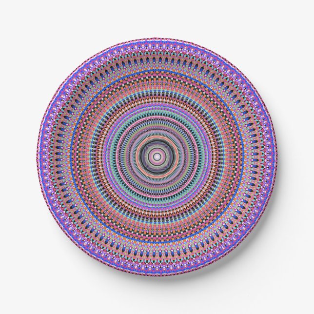 colourful mandala designs paper plate (Front)