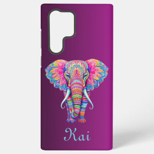 Colourful Mandala Elephant with Customised Name Samsung Galaxy Case