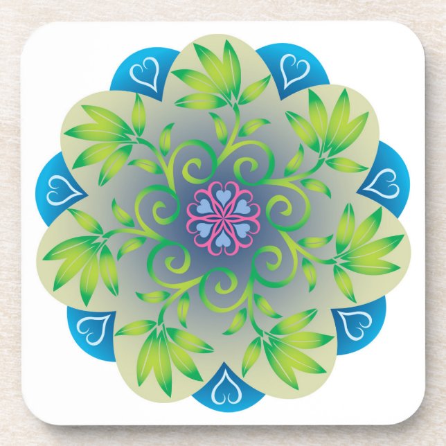 Colourful Mandala Energy Wheel Flower Harmony Coaster (Front)