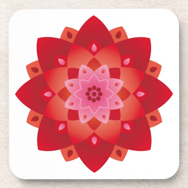 Colourful Mandala Energy Wheel Flower Harmony Coaster (Front)