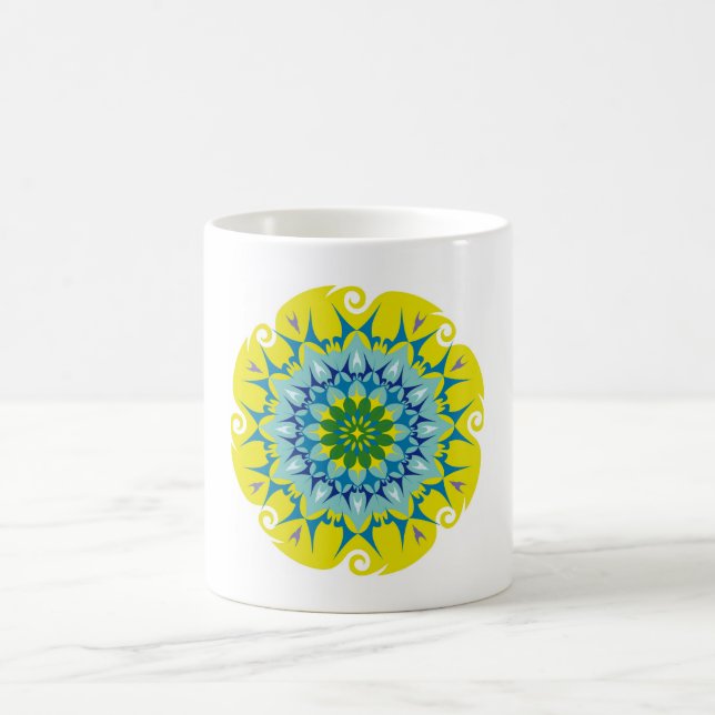 Colourful Mandala Energy Wheel Flower Harmony Gree Coffee Mug (Center)