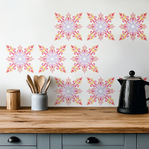 Colourful Mandala Floral Pattern Ceramic Tile