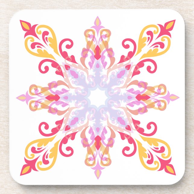Colourful Mandala Floral Pattern Coaster (Front)