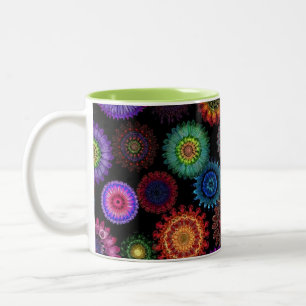 Colourful Mandala Floral Pattern Vibrant Boho Ar Two-Tone Coffee Mug
