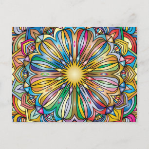 Colourful Mandala Flower Abstract Geometric Patter Postcard