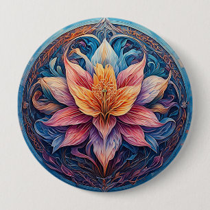Colourful Mandala Flower Design 10 Cm Round Badge