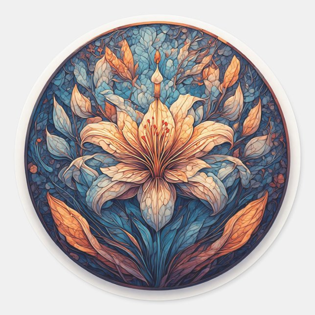 Colourful Mandala Flower Design Classic Round Sticker (Front)