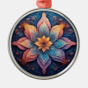 Colourful Mandala Flower Design Metal Ornament