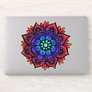 Colourful Mandala Flower Red Blue Black