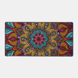 Colourful Mandala Flower Zen Brown Fun Cool Tripp Desk Mat
