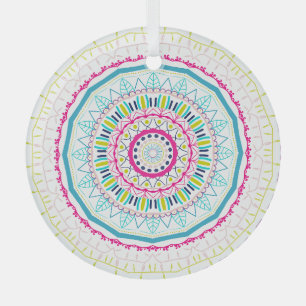 colourful mandala glass tree decoration