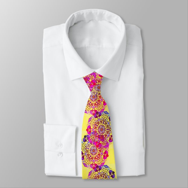 Colourful Mandala Graphic Print Tie (Tied)
