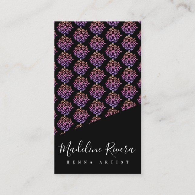 Colourful Mandala Henna Artist Yoga Macrame Patter Business Card (Front)