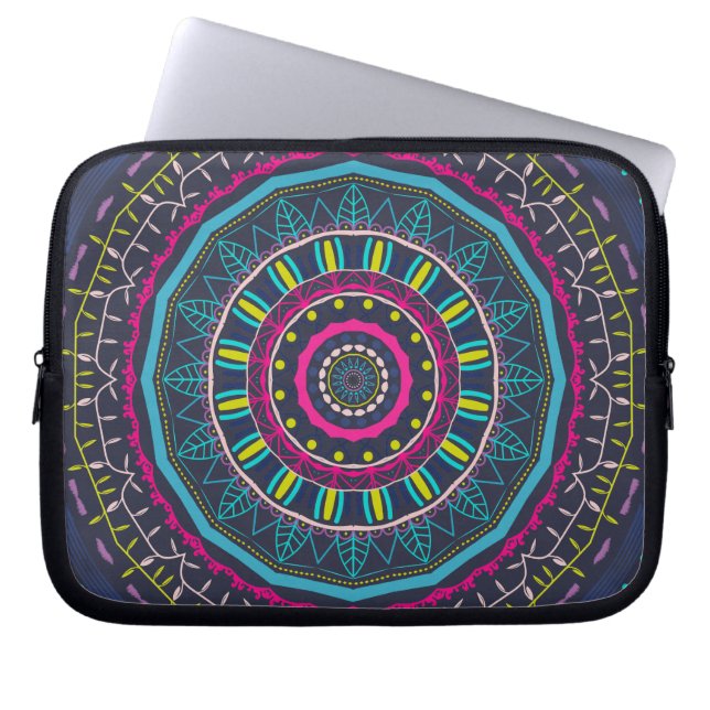 colourful mandala laptop sleeve (Front)