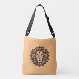 "Colourful Mandala Lion: Geometric Art Design" Crossbody Bag