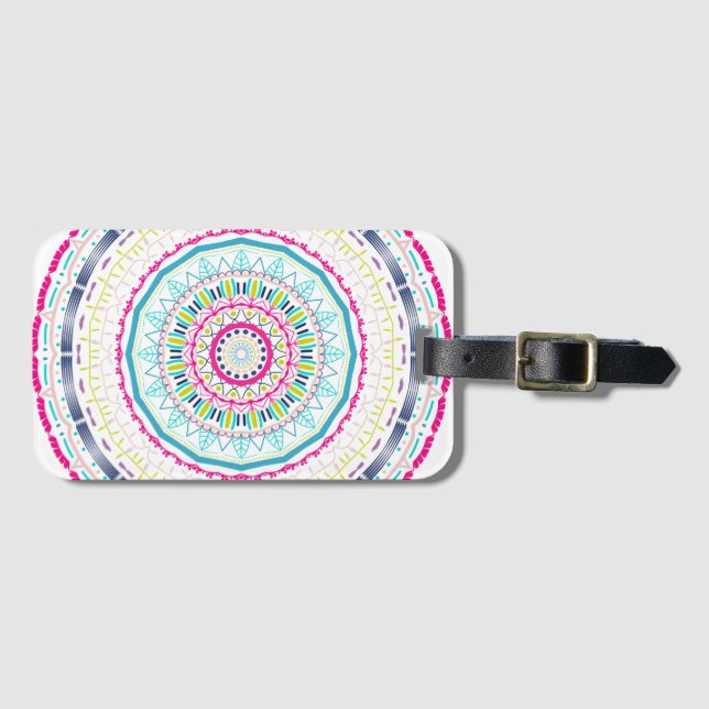 colourful mandala luggage tag (Front Horizontal)