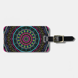 colourful mandala luggage tag