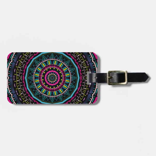 colourful mandala luggage tag (Front Horizontal)
