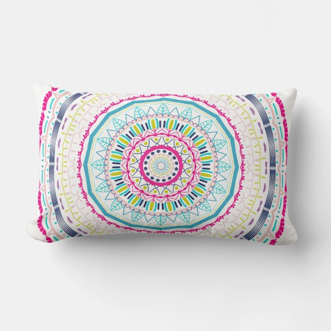 colourful mandala lumbar cushion (Front)