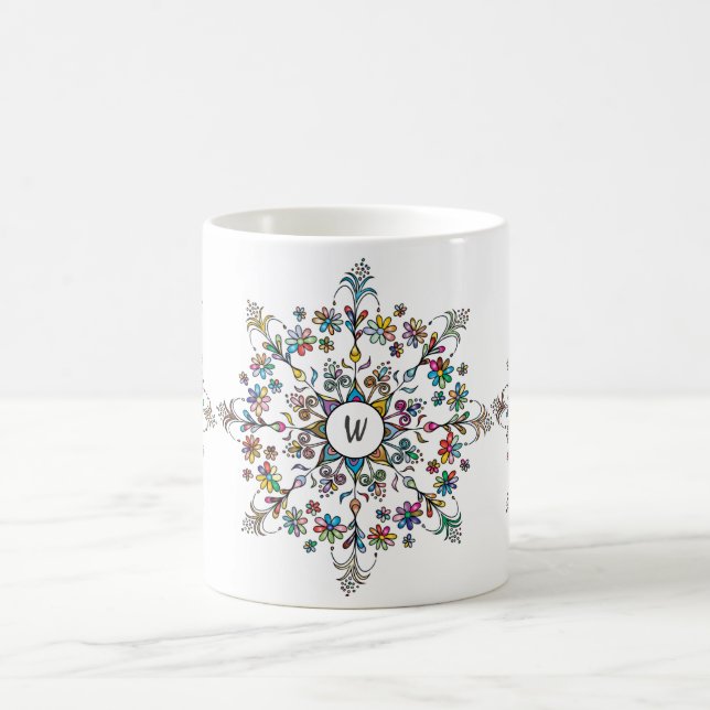 Colourful Mandala Monogrammed Coffee Mug (Center)