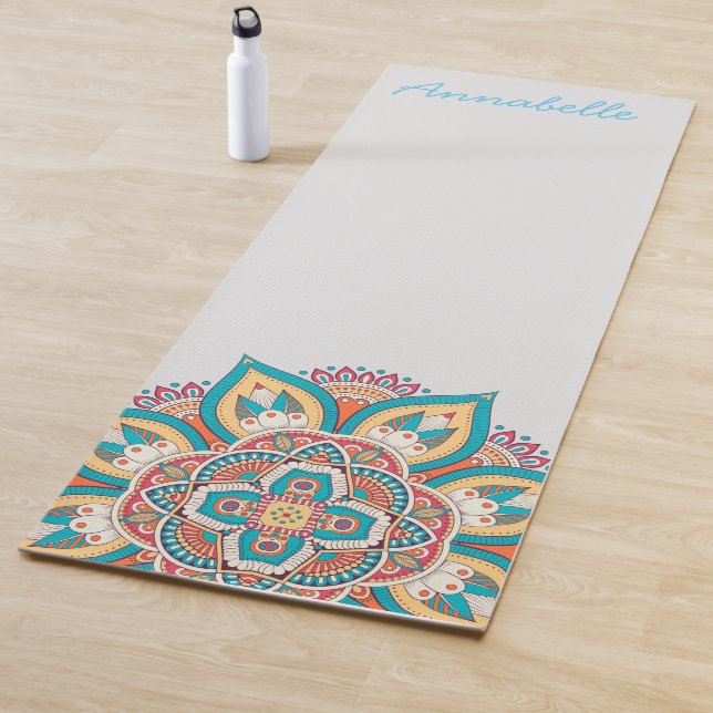 Colourful mandala name vibrant energetic art yoga mat (In Situ)