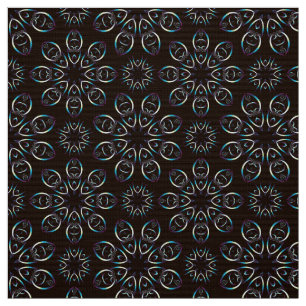 Colourful mandala on a black background fabric