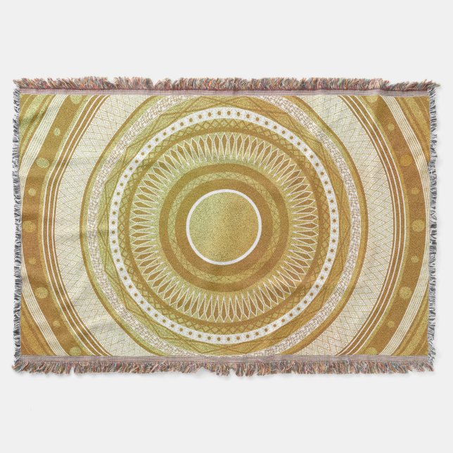 Colourful Mandala on Blue Background Throw Blanket (Front)