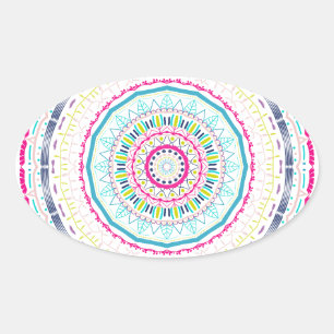 colourful mandala oval sticker