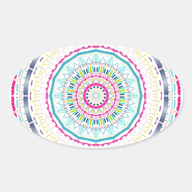 colourful mandala oval sticker (Front)