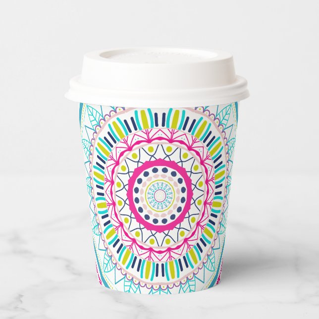 colourful mandala paper cups (Left)