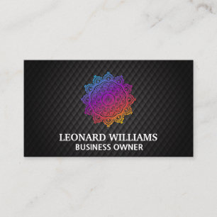 Colourful Mandala Pattern   Black Tiling Business Card