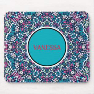 Colourful Mandala Pattern Boho Hippie Geometric Mouse Pad