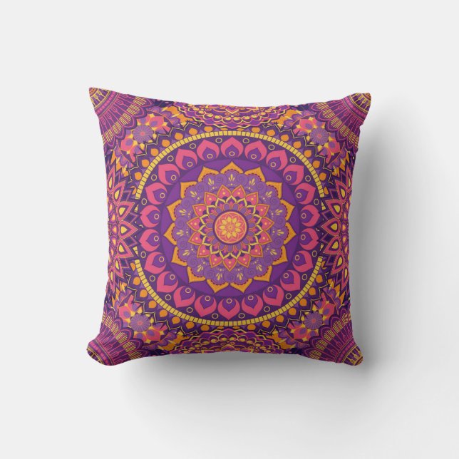 Colourful Mandala Pattern Cushion (Front)