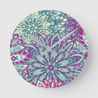 Colourful mandala pattern round clock