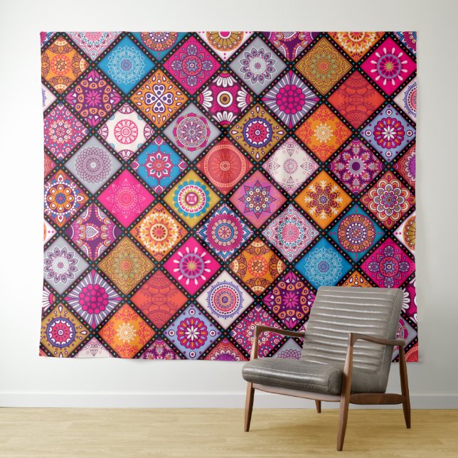 Colourful mandala Pattern  Tapestry (In Situ (Horizontal))