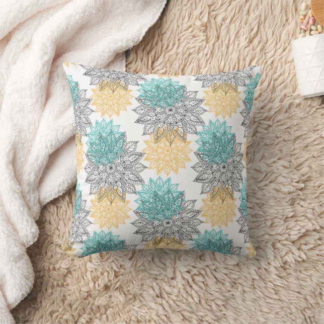 Colourful Mandala Pattern Throw Pillow (Blanket)
