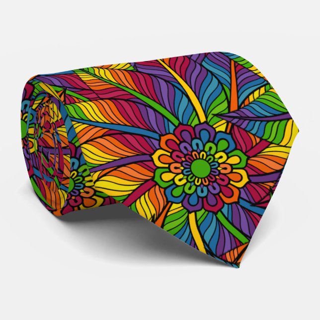 Colourful mandala pattern tie (Rolled)