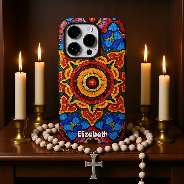 Colourful Mandala Patterns with Symmetrical Floral Case-Mate iPhone Case (Creator Uploaded)