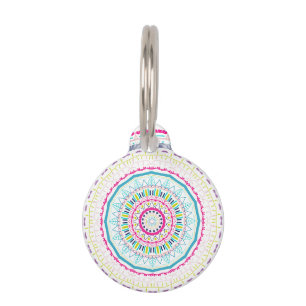 colourful mandala pet tag