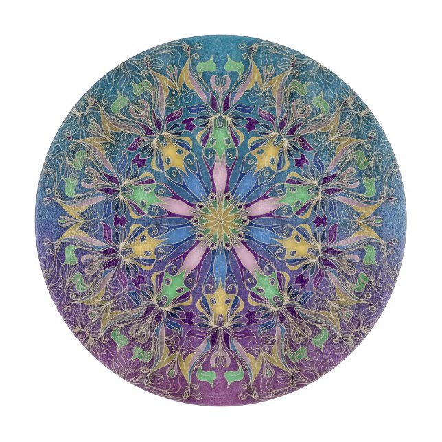 Colourful Mandala Round Cutting Board (Front)