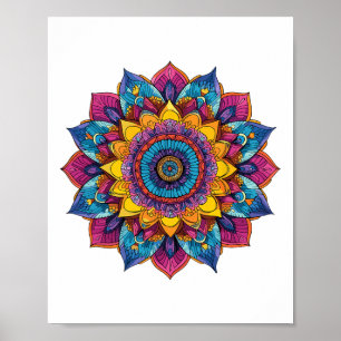 Colourful Mandala Sacred Geometry Yoga Zen Poster