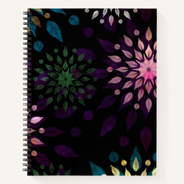 Colourful Mandala Splatter Pattern Notebook (Front)