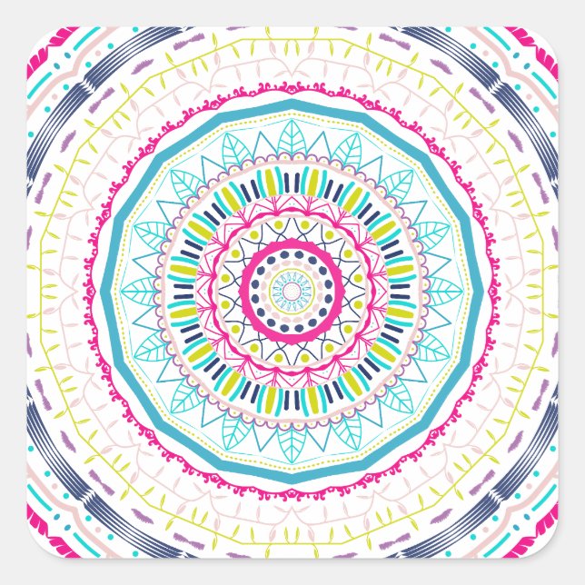 colourful mandala square sticker (Front)