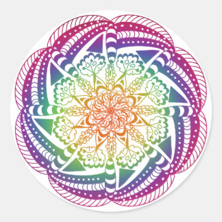 Colourful Mandala Stickers. Classic Round Sticker