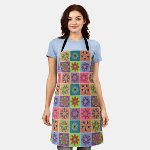 Colourful Mandala Tile Pattern – Boho Geometric Apron