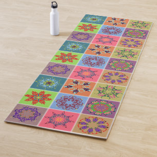 Colourful Mandala Tile Pattern – Boho Geometric Yoga Mat