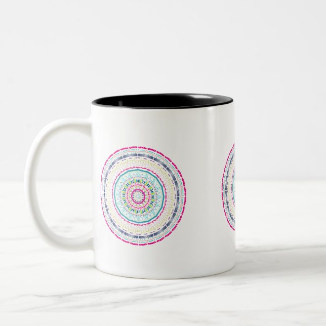 colourful mandala Two-Tone coffee mug (Left)